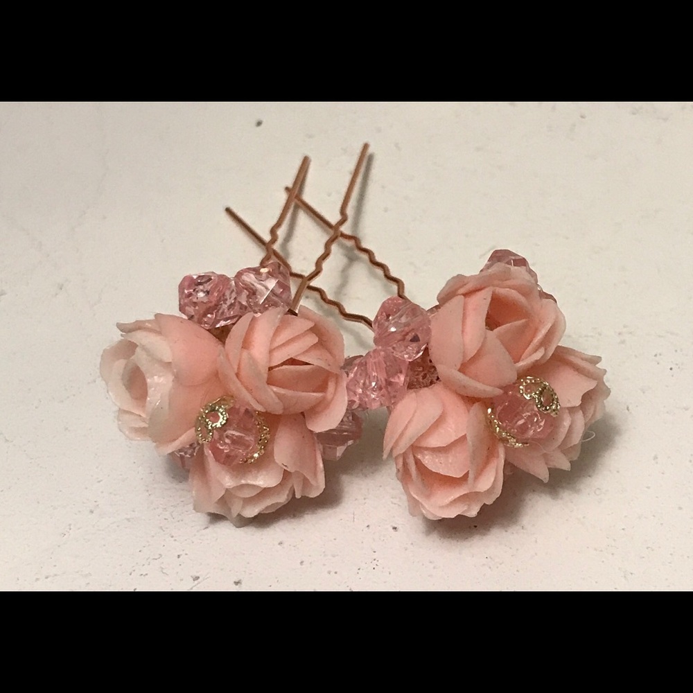 Pink Plastic Roses with Beads
